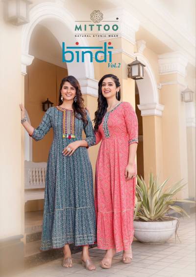 Bindi Vol 2 By Mittoo Fancy Rayon Flared Kurti Collection